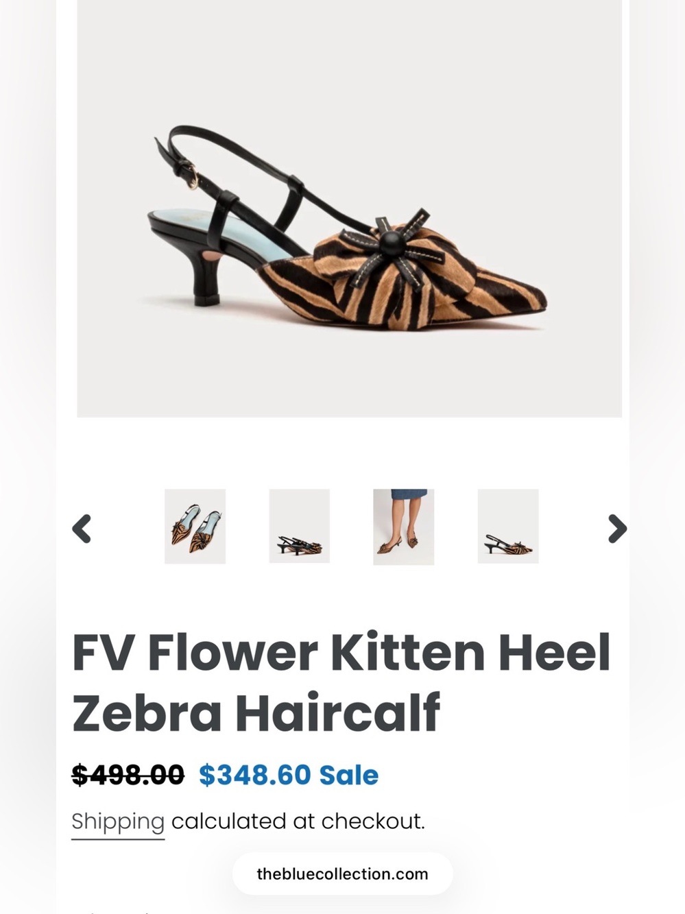 Frances Valentine Flower Kitten Heel Zebra Haircalf